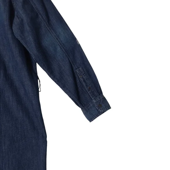 Ralph Lauren Lauren Tie Waist Sash Belt Longsleeve Denim Shirt Dress In Blue - Picture 6 of 10